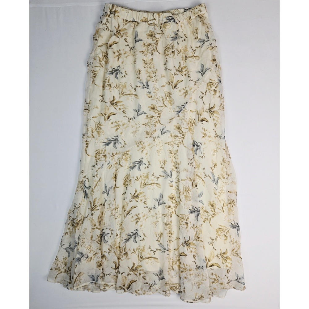 Drew NWT Womens floral flowy long skirt beige size small